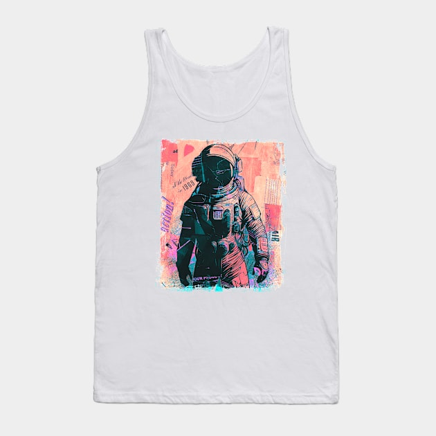 Paper Collage Astronaut Tank Top by AnAzArt